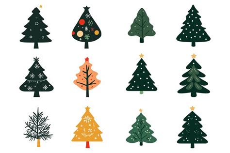 Christmas Tree Vector Silhouettes Collection Premium Ai Generated Vector