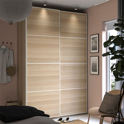 Pax Mehamn Wardrobe White Stained Oak Effectdouble Sided White