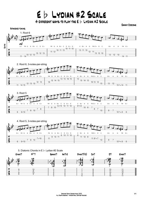 Eb Lydian 2 Scale 4 Ways To Play By Traditional Electric Guitar Digital Sheet Music