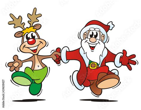 Santa And Reindeer Dancing Stock Illustration Adobe Stock