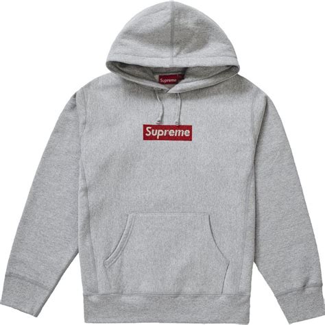 Supreme Swarovski Box Logo Hooded Sweatshirt Heather Greymedium In 2024 Hooded Sweatshirts