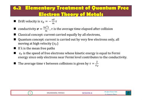 Engineering Physics Quantum Free Electron Theory Ppt