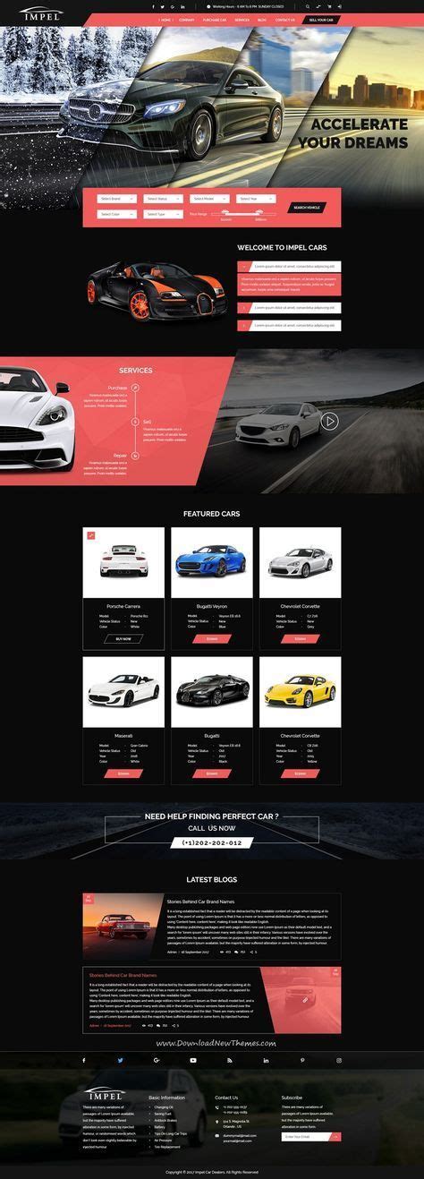 Sporty Sleek Contemporary Modern Car Dealer Website Design Psd Template