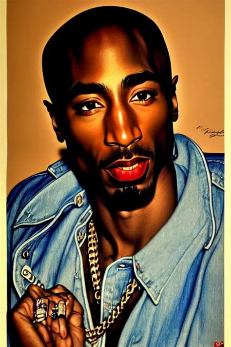 Tupac Shakur Portrait By Gil Elvgren And Norman Stable Diffusion