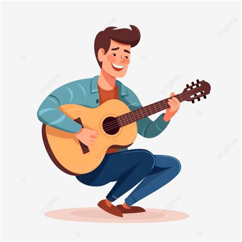 Man Playing Guitar Cartoon Style Illustration Man Clipart Guitar