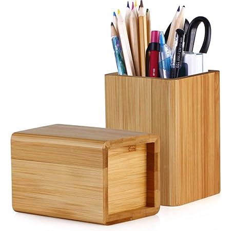 Kentop Pot Crayons Rectangulaire En Bois De Bambou Pour L Artisanat