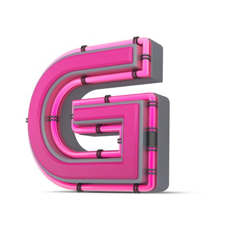 3d Pink Alphabet With Neon Light 3d Rendering 24911915 Png