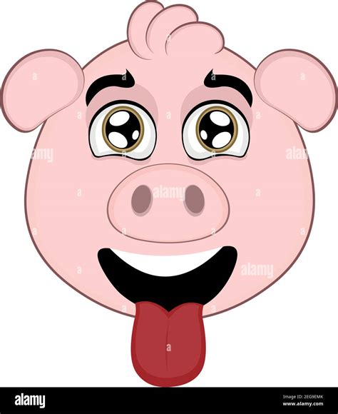 Vector Emoticon Illustration Cartoon Of A Pigs Head With A Happy