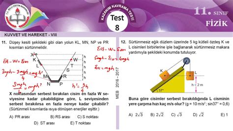 Meb Okul Kursu S N F F Z K K K Testi Kuvvet Ve Hareket Youtube