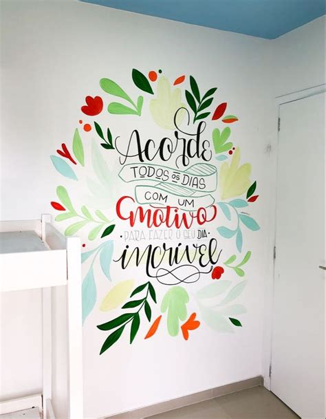 Mundo Lettering Ideias de Lettering na parede em 2024 Decoração de