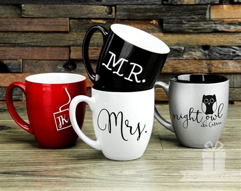 Custom Engraved Coffee Mug White With Black Engraving Etsy