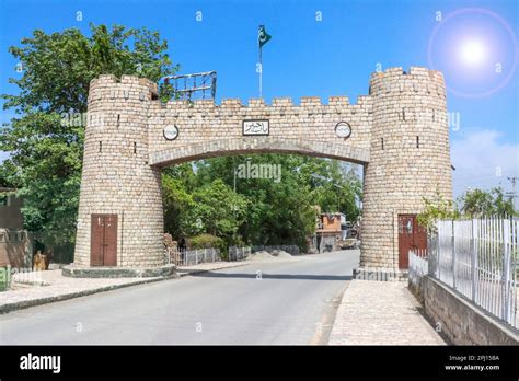 Aerial View of Bab e khyber at the entrance of khyber pass with sun ...