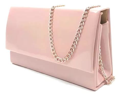 Bolsa Clutch Social Feminina Verniz Festa Madrinha Casamento Cor Nude Rose Verniz Parcelamento
