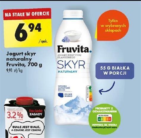 Promocja Jogurt Skyr Naturalny Fruvita G Biedronka