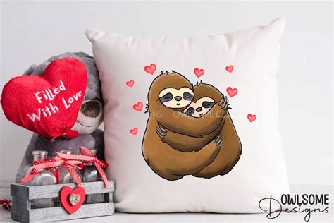 valentines day sloth couple love png  fontsy