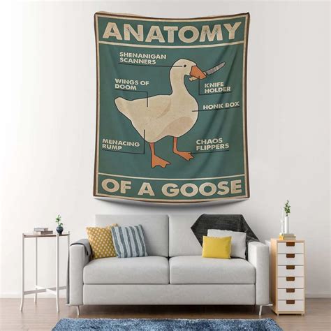 Anatomy Of A Goose Tapestry Goose Decor Wall Art Tapestry Anatomy Of