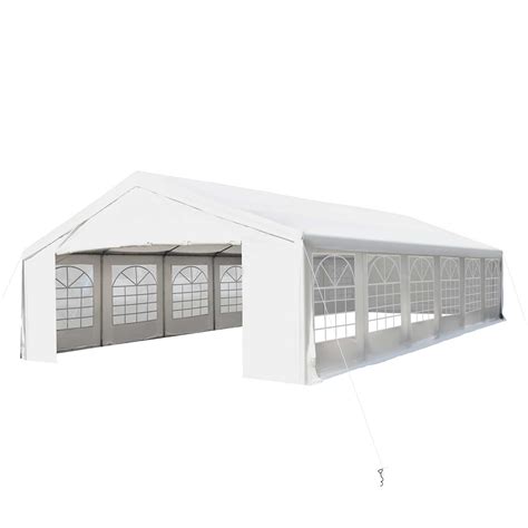 Outsunny Party Tent and Heavy Duty Carport with Door Windows, 10.5 ft x 40 ft, White - Walmart.com