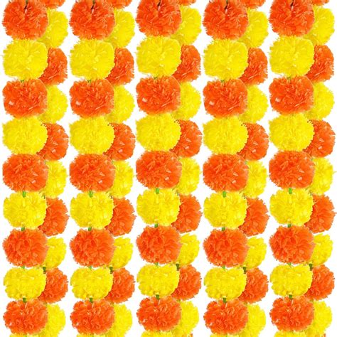 Amazon Elcoho Pieces Marigold Garlands Feet Orange Yellow