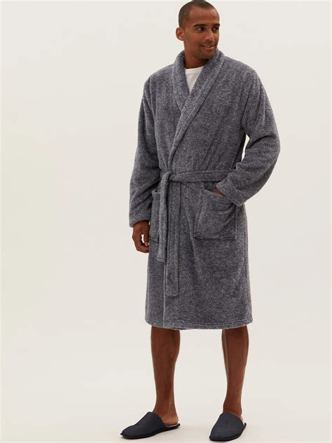 Buy Marks Spencer Men Grey Solid Bath Robe Bath Robe For Men