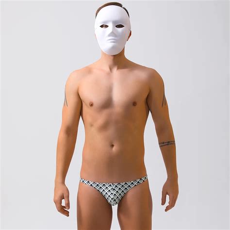 Maillot De Bain En Treillis G Om Trique Pour Hommes Taille Basse Sexy