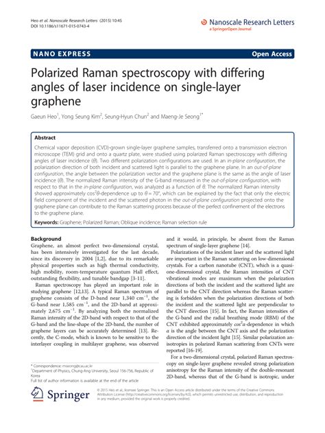 Pdf Polarized Raman Spectroscopy With Differing Angles Of Laser