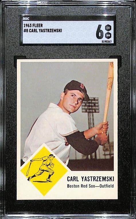 Fleer Carl Yastrzemski Hof Boston Red Sox Sgc Ex Mt Awesome