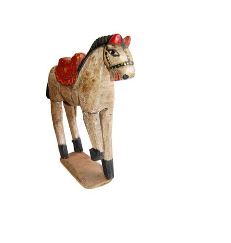 Primitive Folk Art Circus Pony Vintage Hand Carved Horse