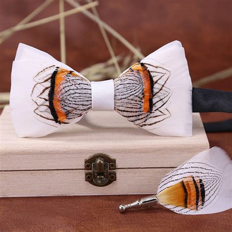 Men S Feather Bow Ties Handmade High End Performance Etsy