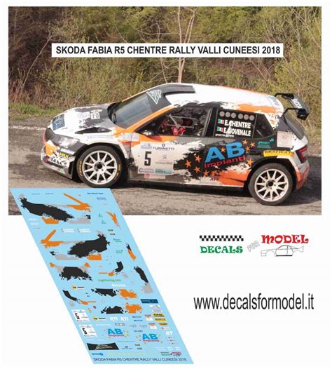 DECAL SKODA FABIA R5 CHENTRE RALLY VALLI CUNEESI 2018 Decals For