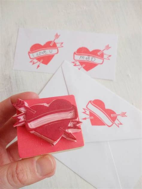 Heart Rubber Stamp Personalised Heart Stamp Love Heart Etsy