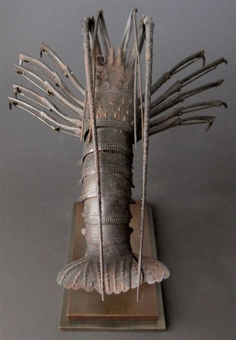 Japanese Signed Iron Jizai Okimono Articulated Spiny Lobster Zentner