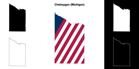 Cheboygan County Michigan Outline Map Set 43337789 Vector Art At Vecteezy