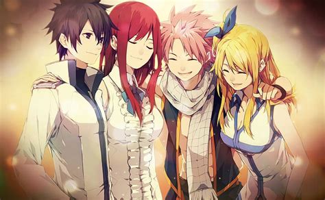 Anime Blonde Pink Hair Red Hair Fairy Tail Lucy Heartfilia Natsu