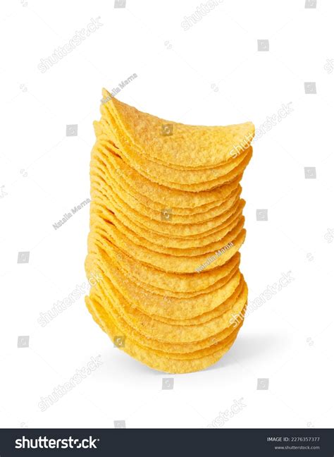 Potato Chips Beautiful Identical Shape Stacked Stock Photo 2276357377