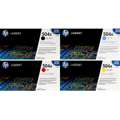 Hp 504x Hp 504a Toner Set Combo 4 Pack Ce250x Ce251a Ce252a