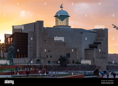 The Alfredo Kraus Auditorium Next To Las Canteras Beach At Soft Sunset