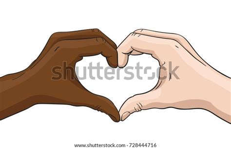 Vector Illustration Multiracial Hands Showing Heart Stock Vector