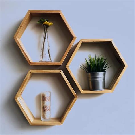 Jual Rak Hexagonal Kayu Minimalis Hiasan Dinding Shopee Indonesia