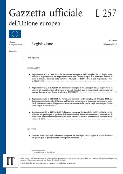 Regolamento Eidas I Atti Legislativi Regolamenti Regolamento Ue N