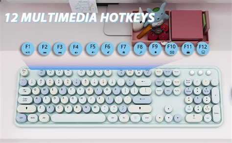 Wireless Keyboard And Mice Comboretro Round Keys Full Sized Cute Keyboard 24ghz