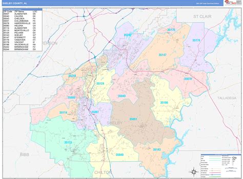 Shelby County Al Wall Map Color Cast Style By Marketmaps