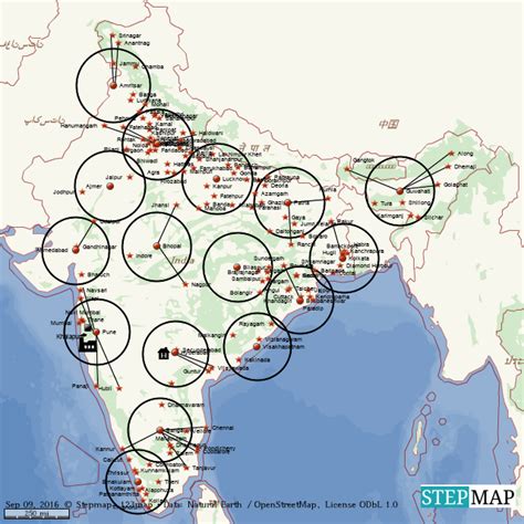 StepMap India Dealers Transp Landkarte für World