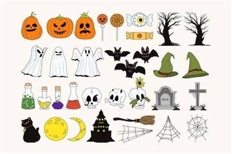 Conjunto De Ilustra Es Doodle Halloween Vetor Premium