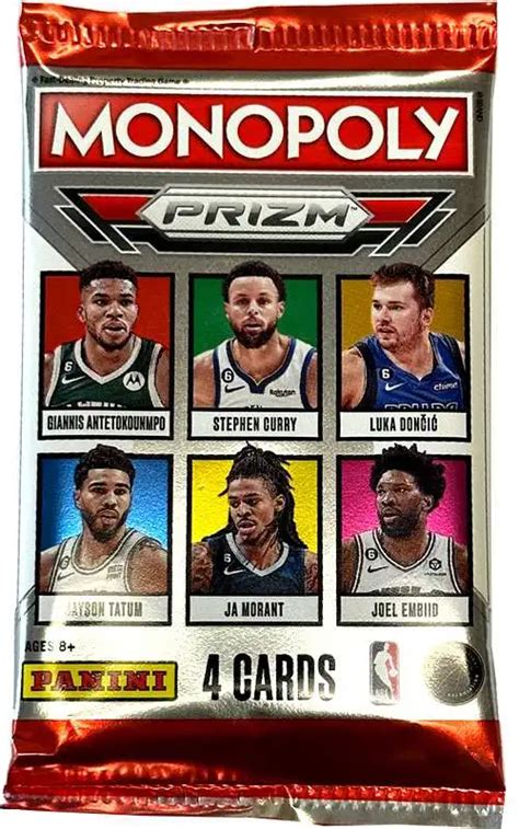 NBA Monopoly 2022 23 Prizm Basketball Trading Card Booster Pack 4 Cards