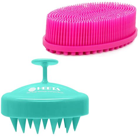 Heeta Hair Scalp Massager And Body Brush Scalp Scrubber With Soft Silicone Bristles