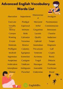 200+ Advanced English Vocabulary Words List - EnglishBix