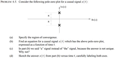 Solved Consider The Following Pole Zero Plot For A Causal Chegg