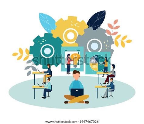 Vector Illustration Office Staff Training Team Stock Vector Royalty