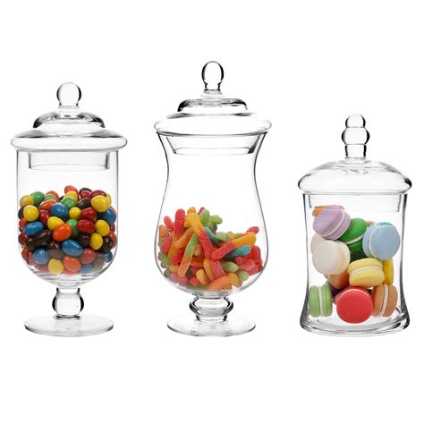 Buy MyGift Clear Glass Apothecary Jars With Lid Decorative Footed Vase