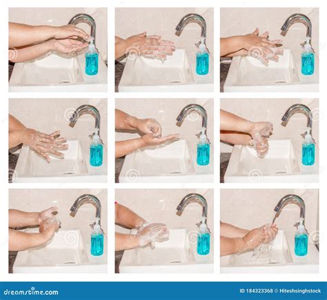 Hand Hygiene Steps Of Cleaning Hands With Hand Washing Soap Corona